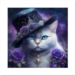 Magician White British Shorthair Cat Posters and Art